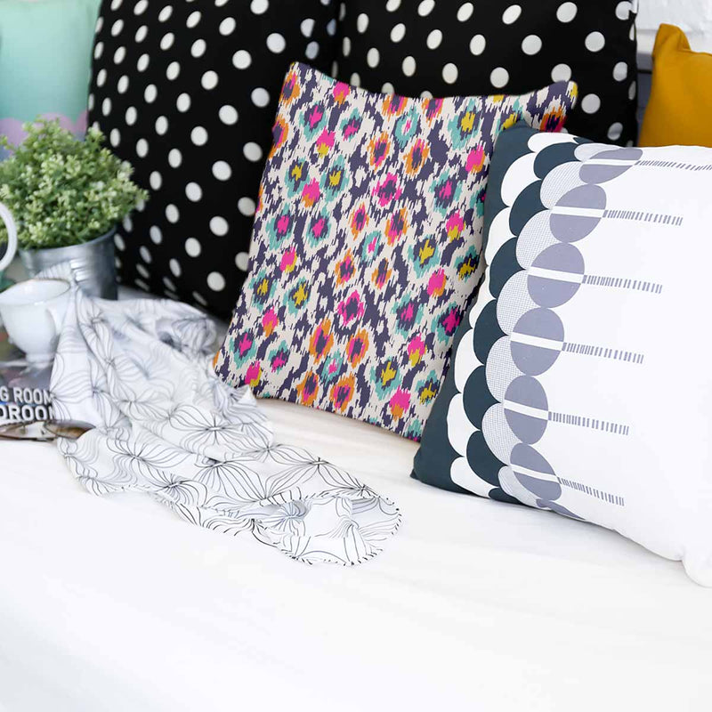 Health pillow, colorful with leopard print.