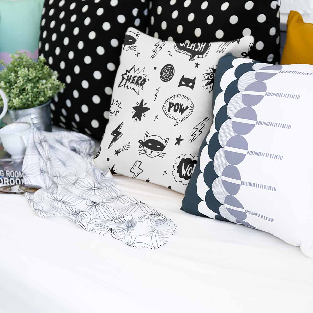 Health Pillow White Superheroes