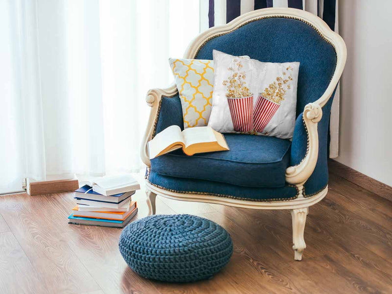 Health pillow white with popcorn