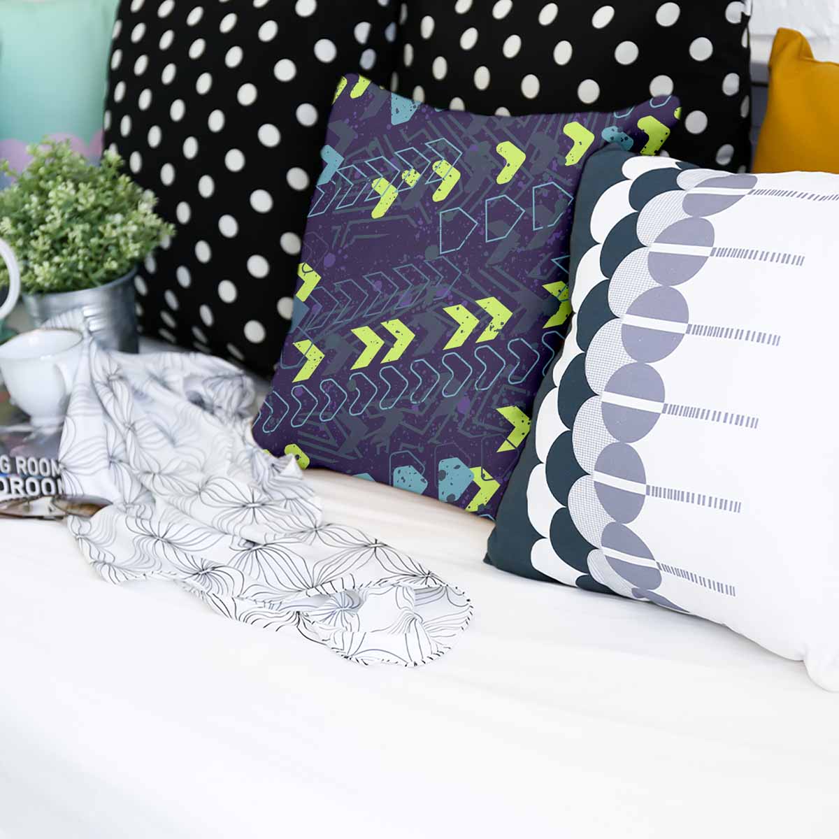 Gezondheidskussen Donkerblauw met pijlen