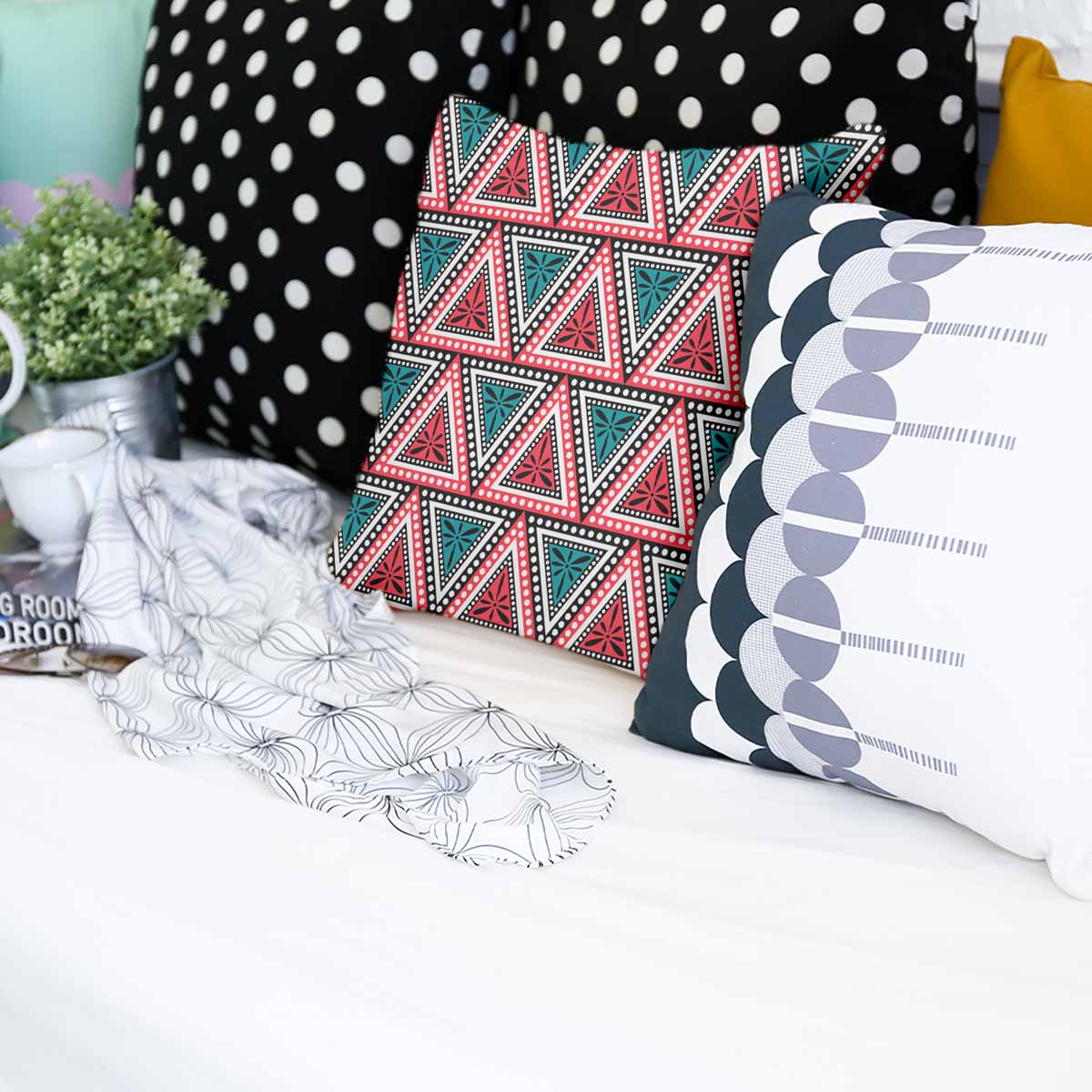 Gezondheidskussen met kleurrijke driehoeken