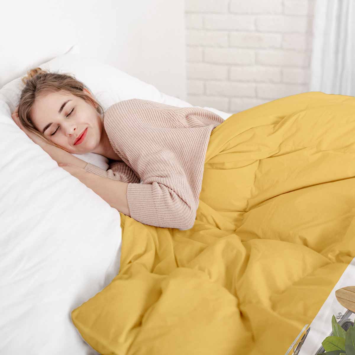 Original therapy blanket - cotton cover yellow with bus