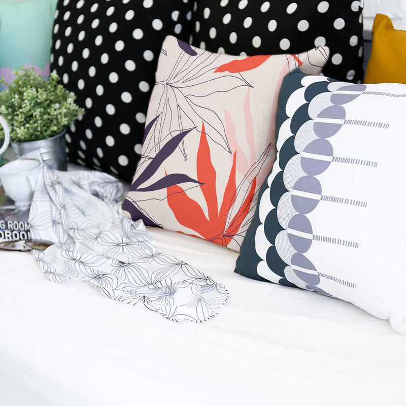 Health pillow beige with colorful leaves