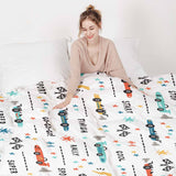 Therapy blankets and bedding set, white with racing cars.