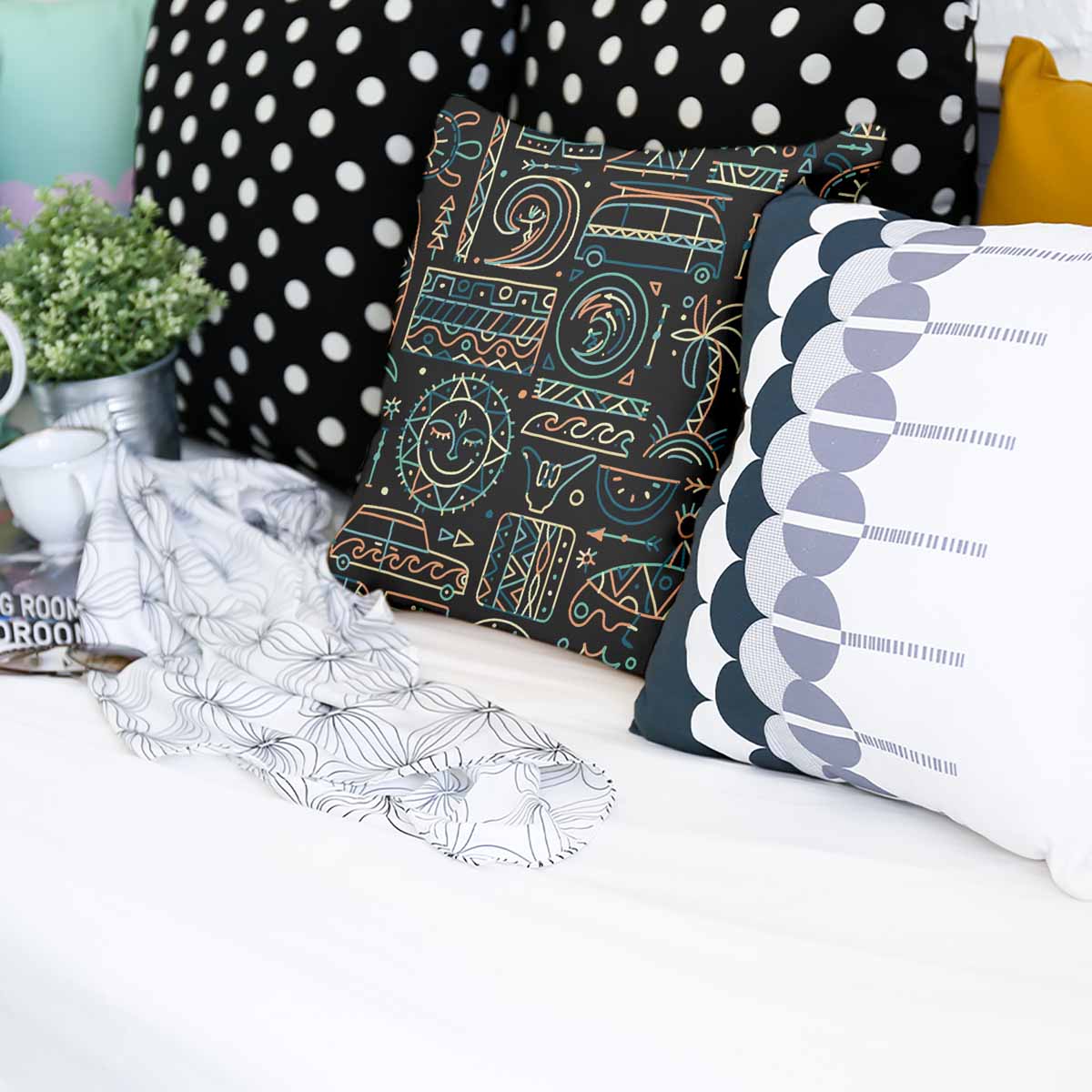 Cuscino sanitario con motivo hawaiano verde