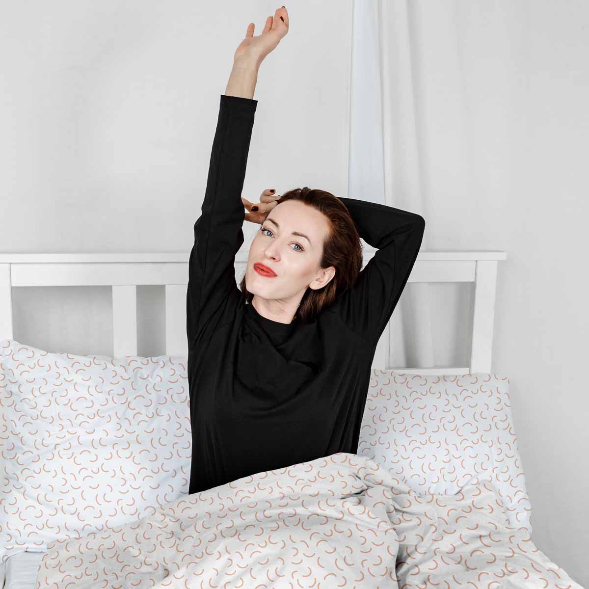 Therapy blankets bedding set white with semicircles