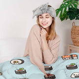 Therapy blanket and bedding set, light blue with sushi.