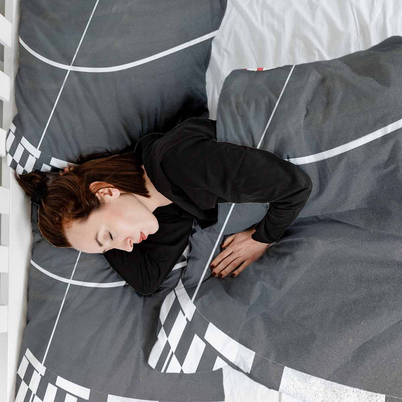 Therapy blankets bedding set dark grey with white stripes
