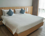 Therapy blanket bedding set, white with half moons.