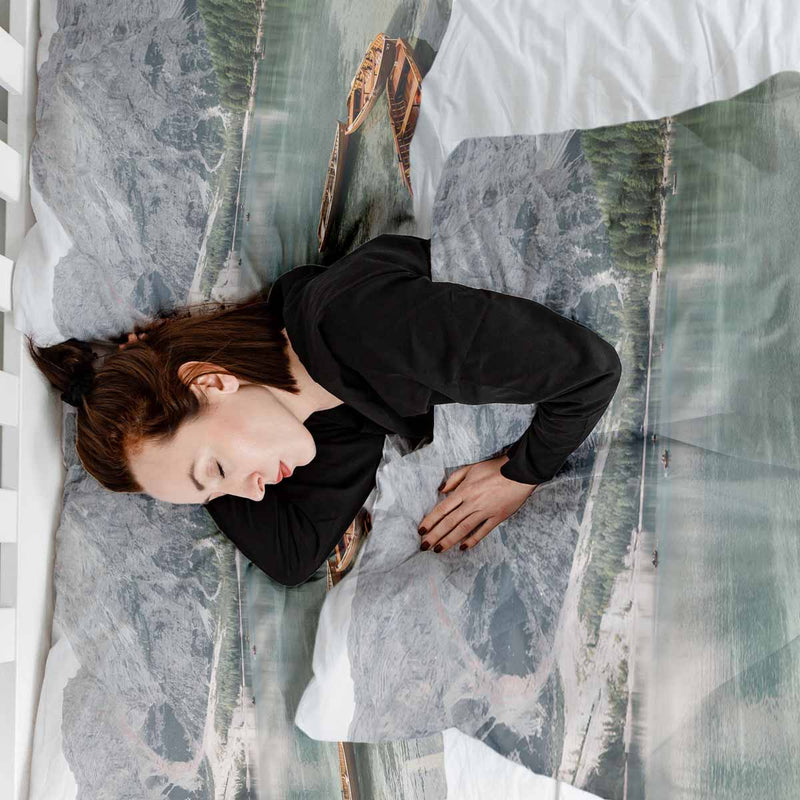 Juego de ropa de cama con manta terapéutica Lago con botes