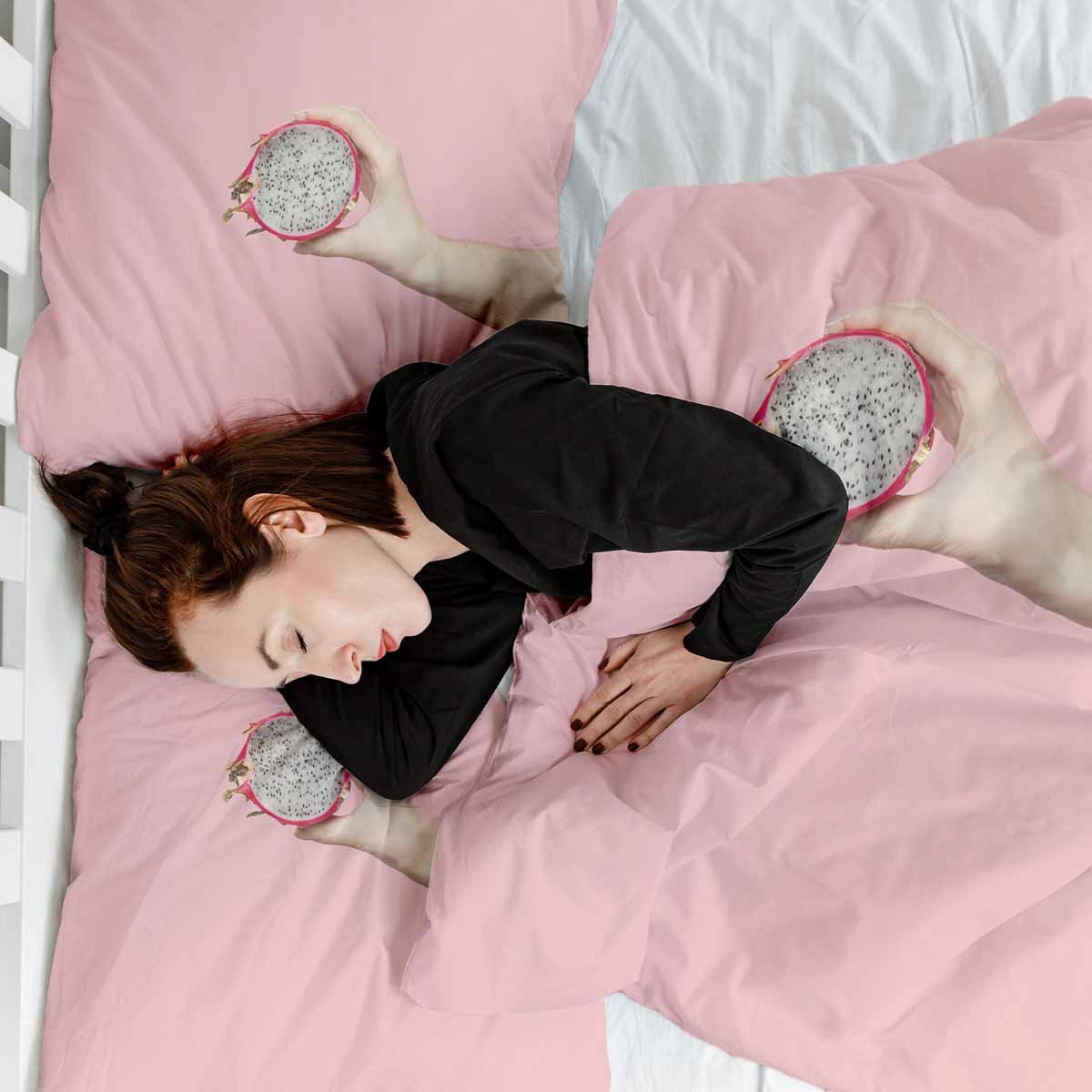 Set di biancheria da letto con coperta terapeutica rosa con frutto del drago