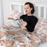 Therapy blanket and bedding set, white with numbers and pigs.