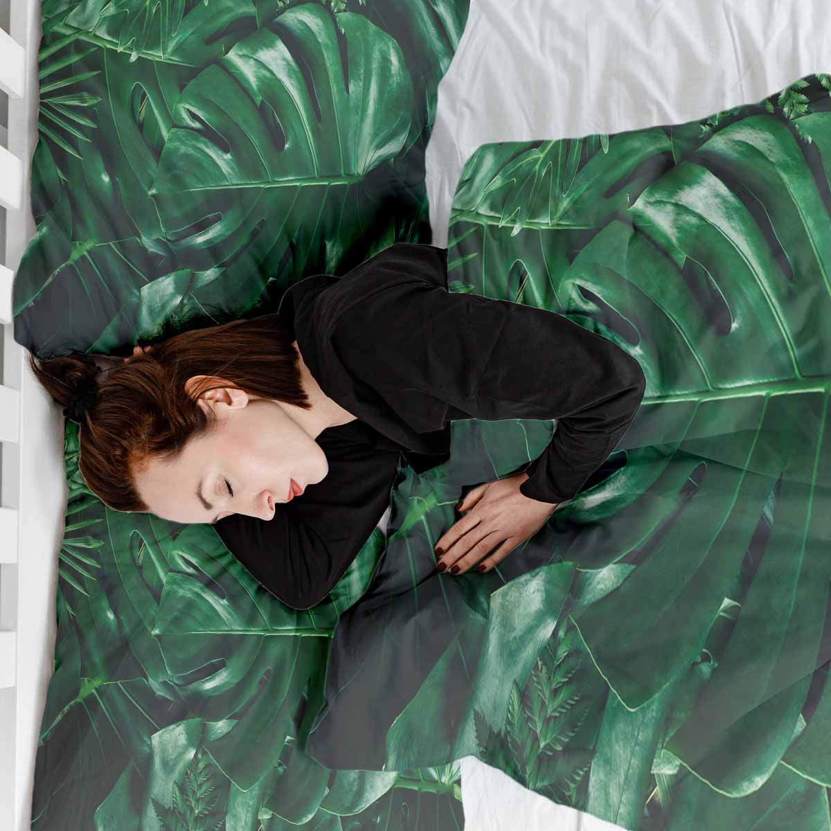 Therapy blankets bedding set with Monstera plant