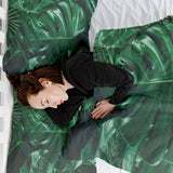 Set di biancheria da letto con coperta terapeutica e pianta di Monstera