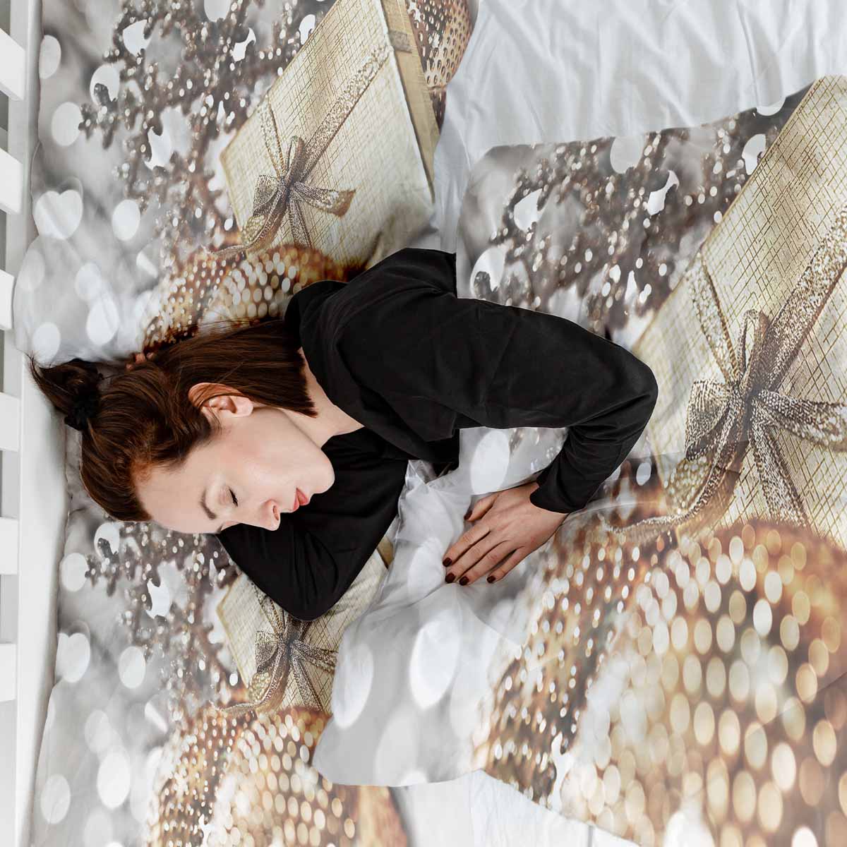 Set de ropa de cama con manta terapéutica y regalo dorado