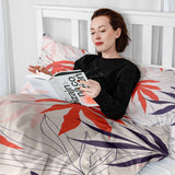 Therapy blanket and bedding set, beige with colorful leaves.
