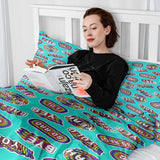 Therapiedekens katoenen hoes turquoise met spreuken