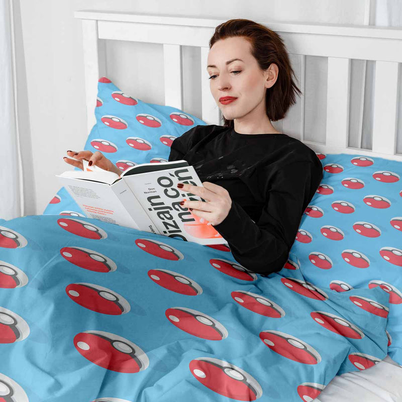 Juego de ropa de cama para terapia, azul claro con Pokemon