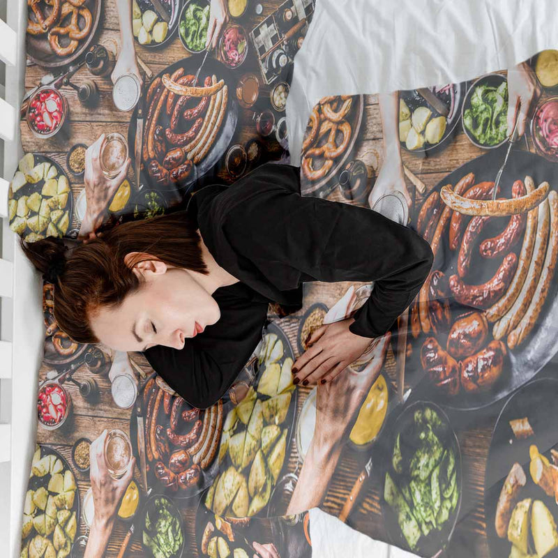 Set di biancheria da letto con coperta terapeutica e piatto per salsicce