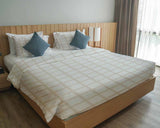 Therapy blankets bedding set orange beige checkered