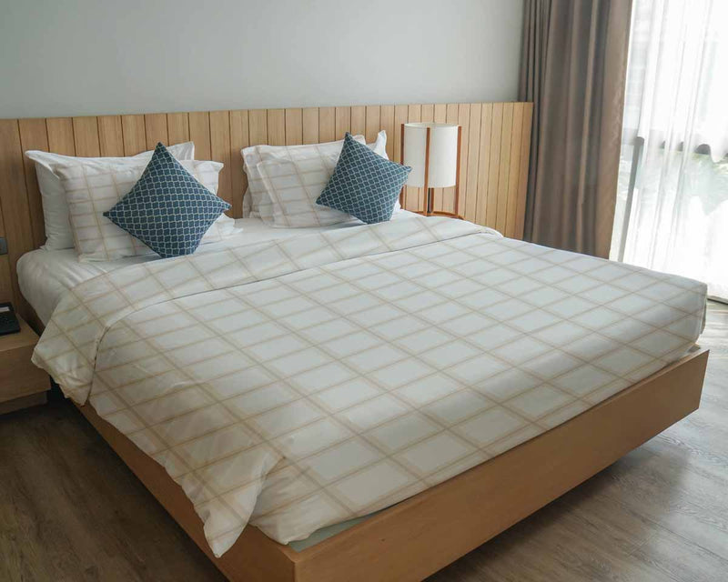 Therapy blankets bedding set orange beige checkered