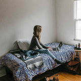 Set di biancheria da letto con coperte terapeutiche a pois blu