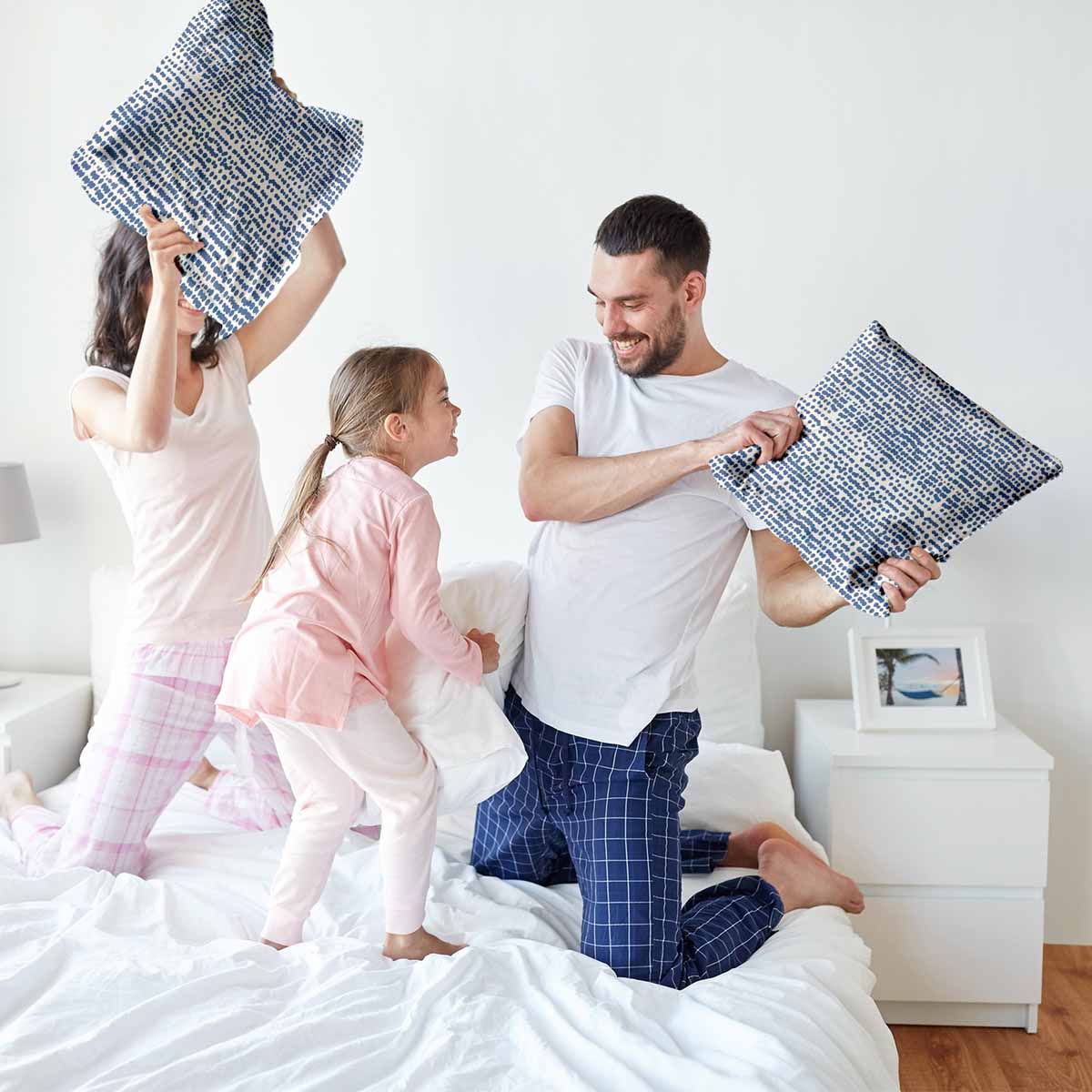 Gezondheidskussen met blauwe stippen