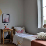 Therapy blanket bedding set, white with popcorn pattern.
