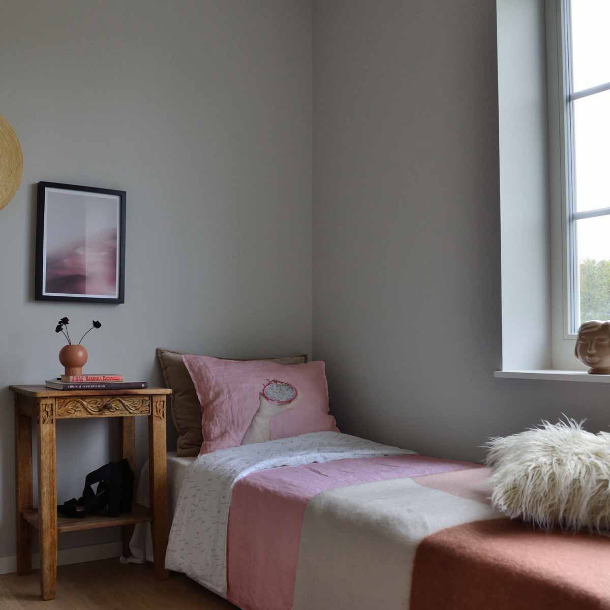 Set di biancheria da letto con coperta terapeutica rosa con frutto del drago