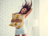 Health pillows with yellow shapes