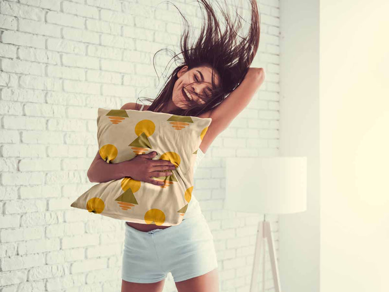 Health pillows with yellow shapes