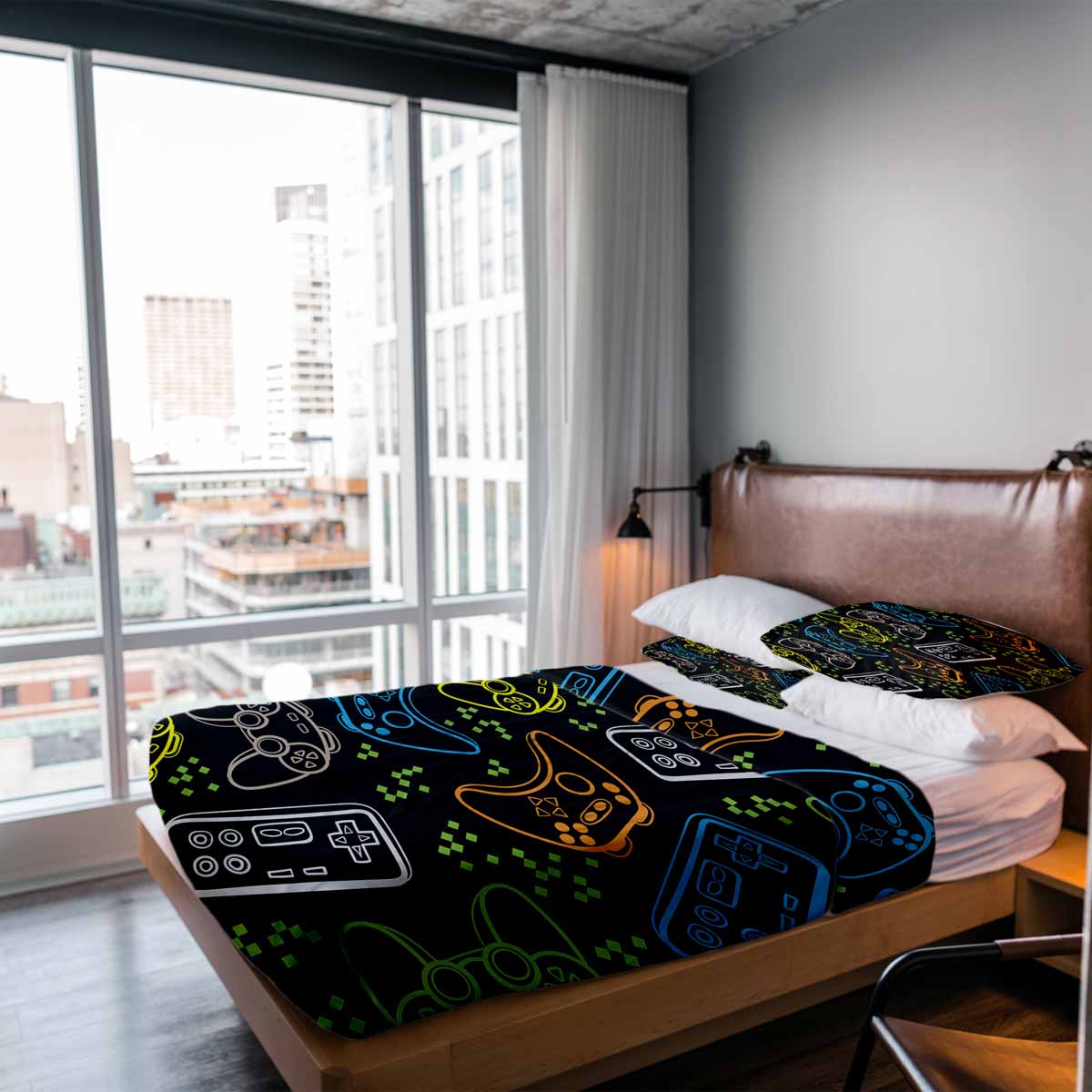 Manta terapéutica original - Funda de algodón negra con consolas de juegos