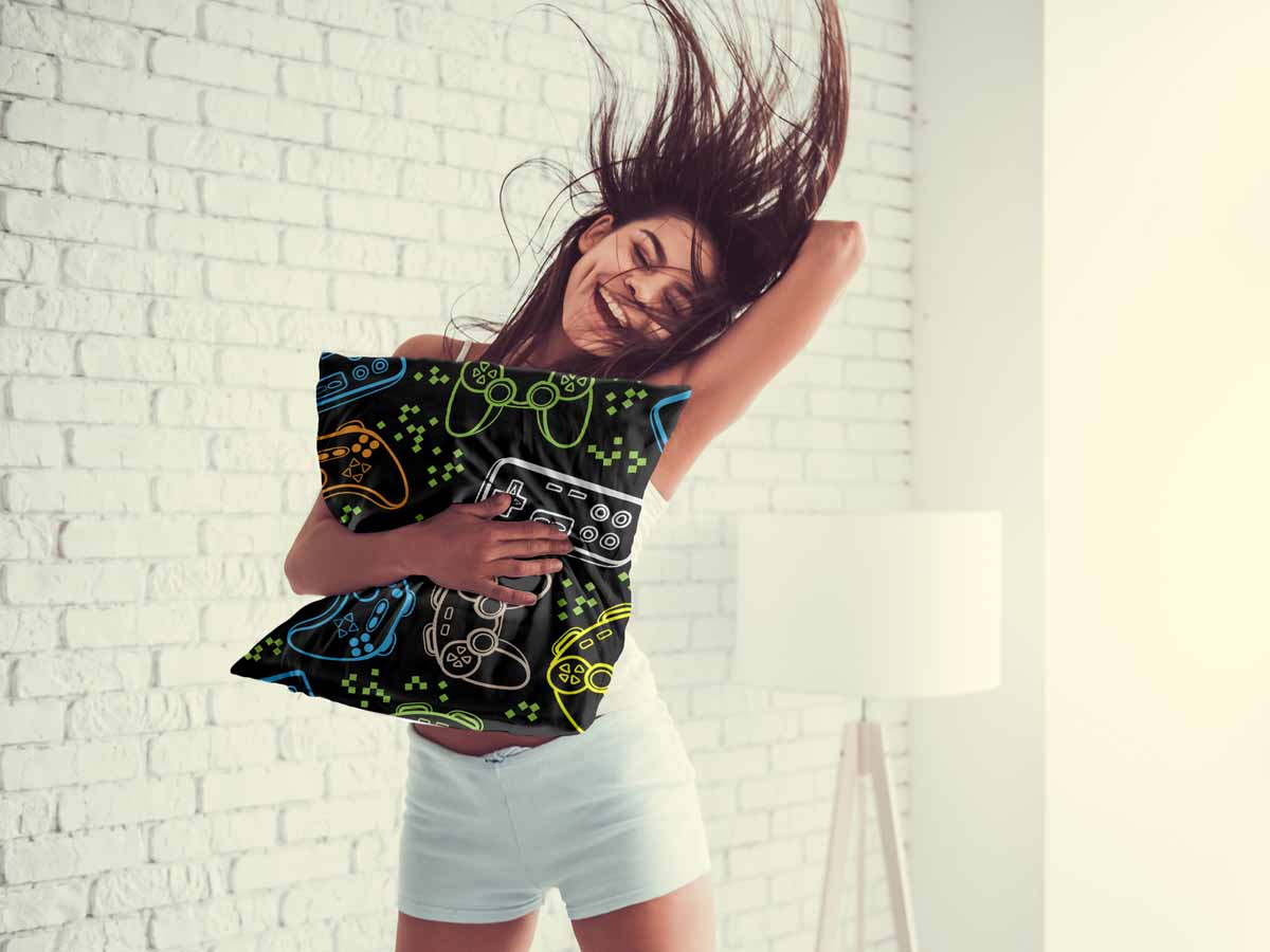 Health Pillow Black with Game Consoles