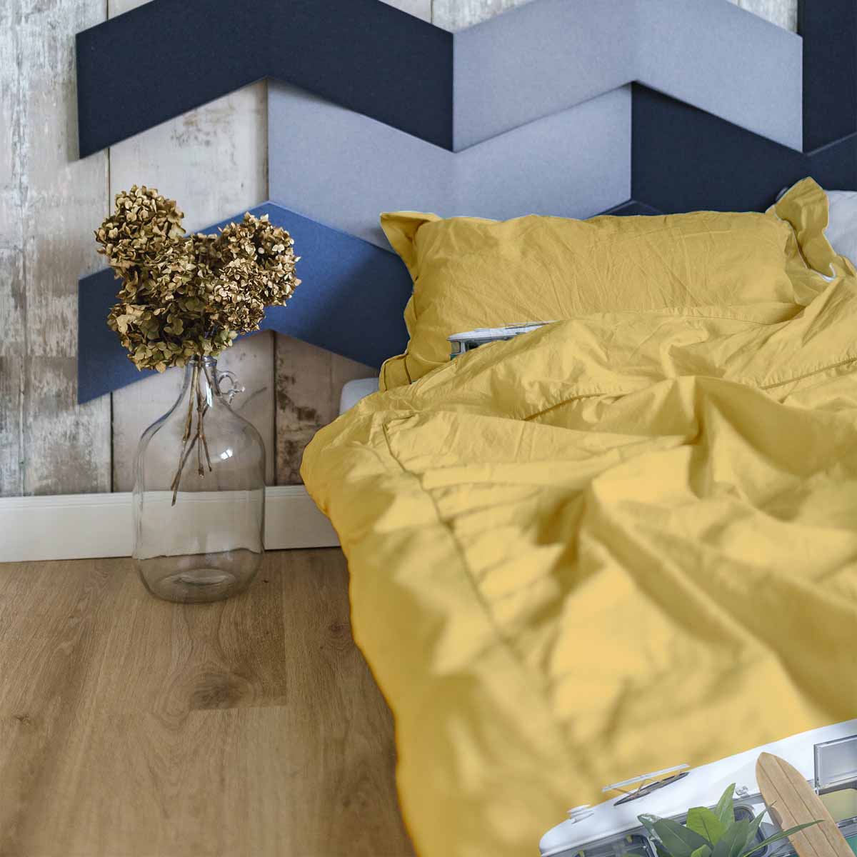 Original therapy blanket - cotton cover yellow with bus