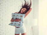 Health pillow light blue with sushi