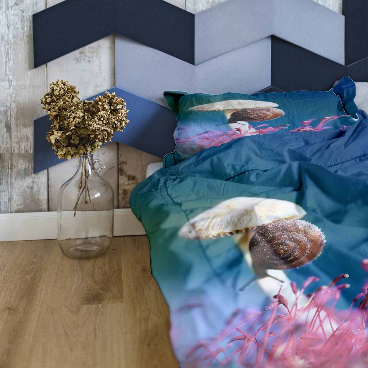 Therapiedekens beddengoedset met paddenstoel en slak