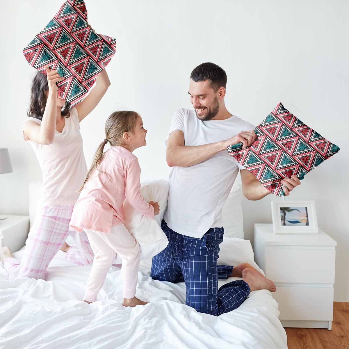 Gezondheidskussen met kleurrijke driehoeken