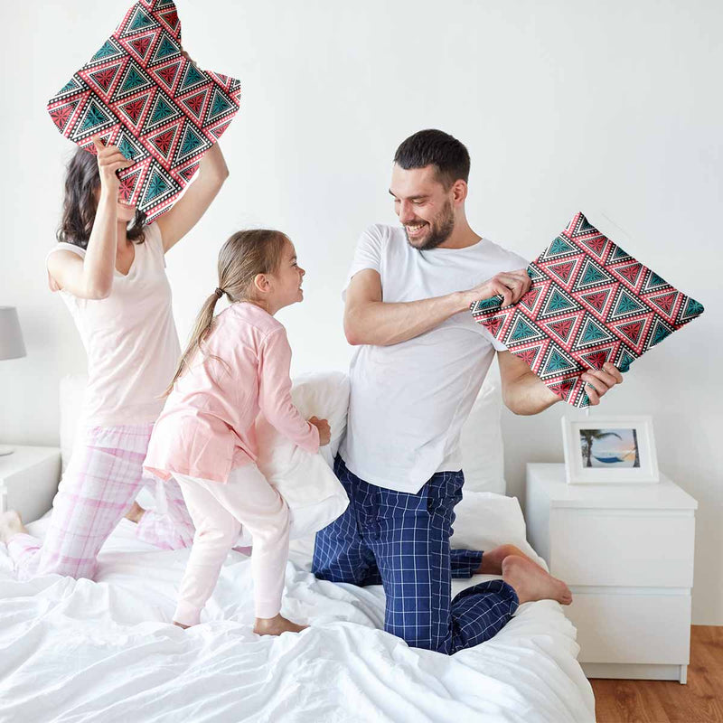 Health pillow with colorful triangles