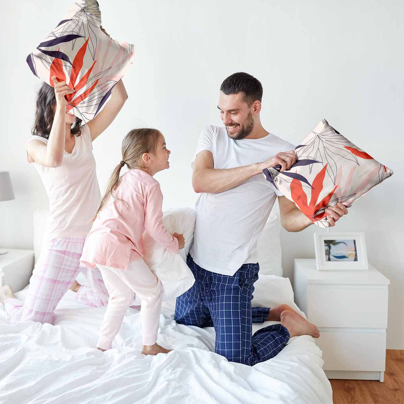 Health pillow beige with colorful leaves