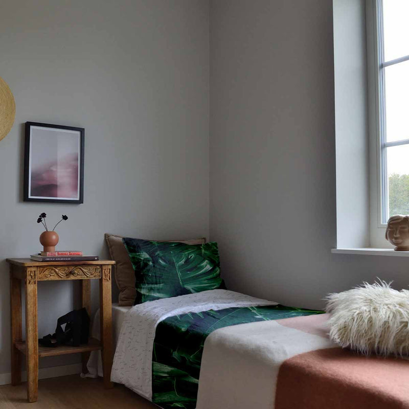 Set di biancheria da letto con coperta terapeutica e pianta di Monstera