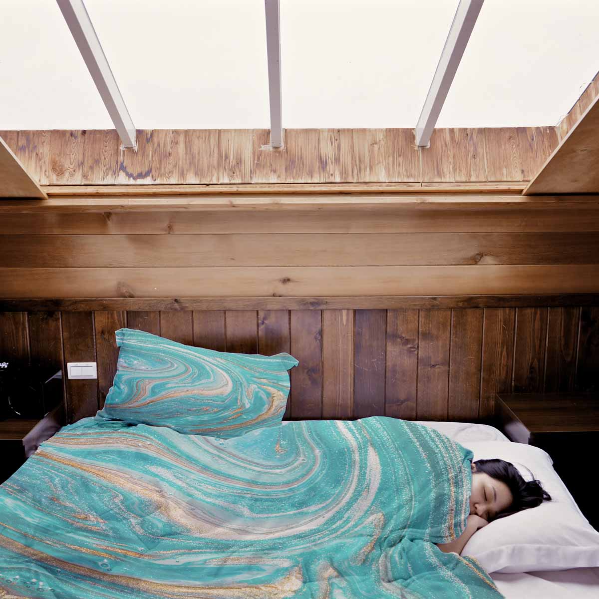 Original therapy blanket - cotton cover marble turquoise