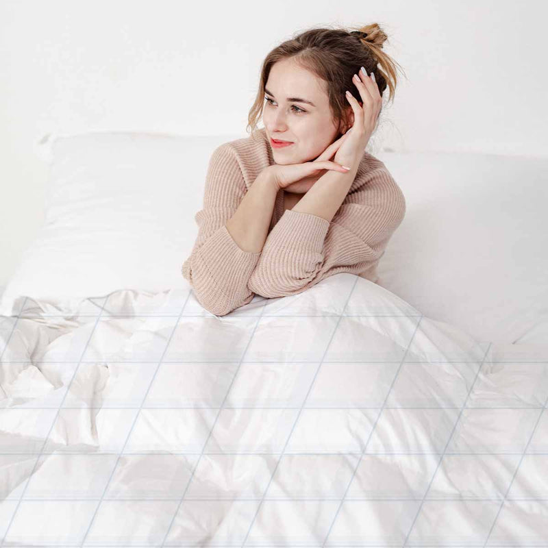 Therapy blankets bedding set, white and blue checkered.