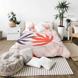 Therapy blanket and bedding set, beige with colorful leaves.