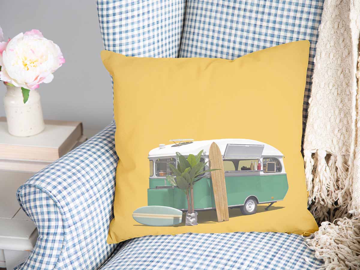 Health pillow yellow with bus
