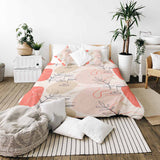 Therapy blanket bedding set, beige with abstract face.