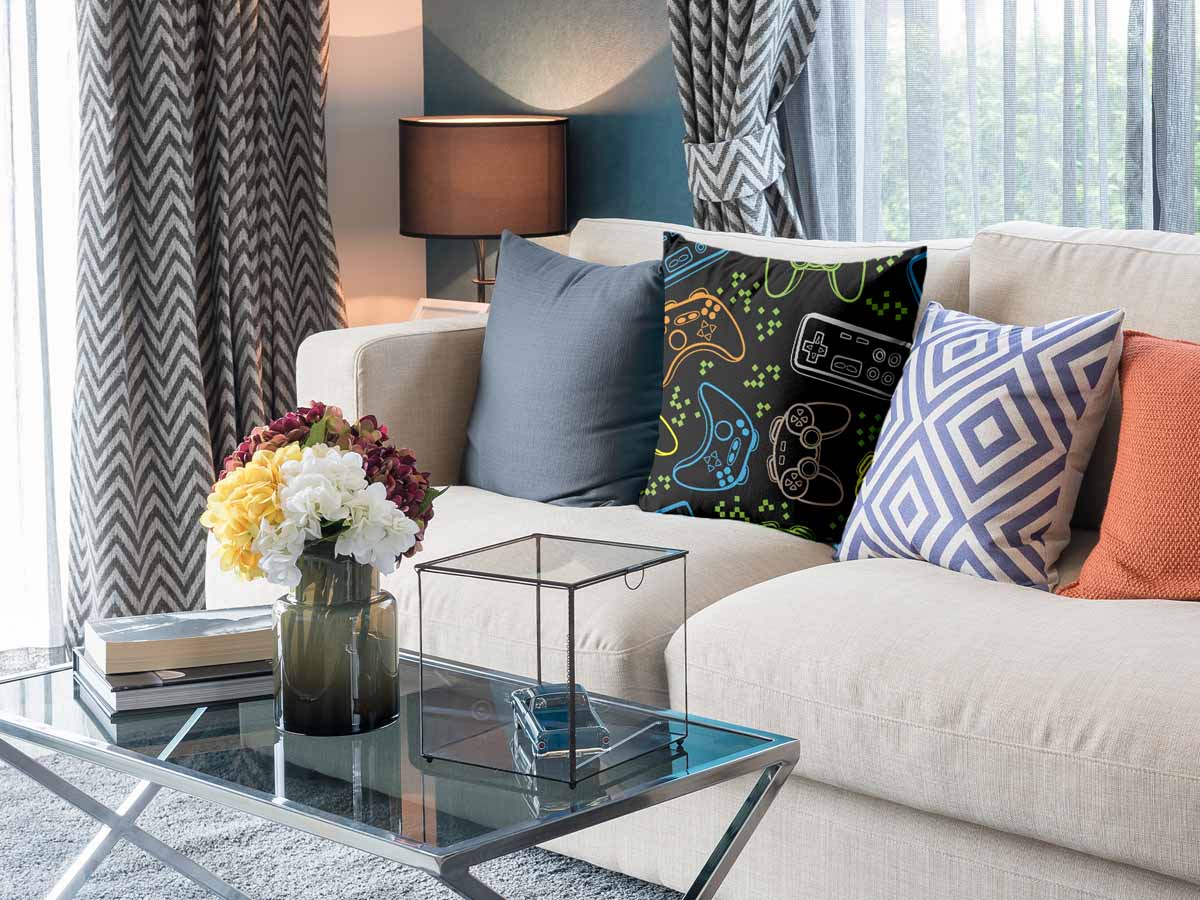 Health Pillow Black with Game Consoles