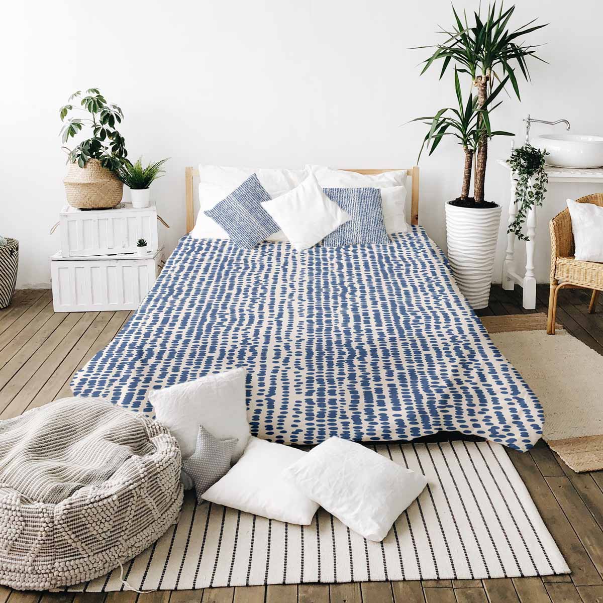Set di biancheria da letto con coperte terapeutiche a pois blu