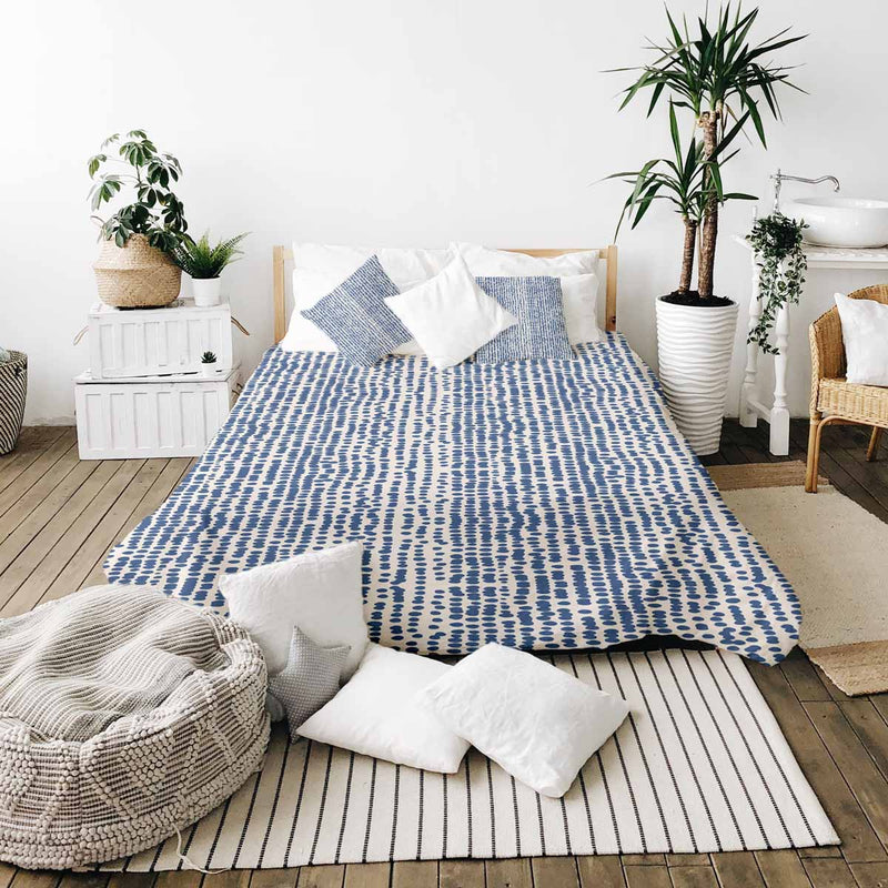 Set di biancheria da letto con coperte terapeutiche a pois blu