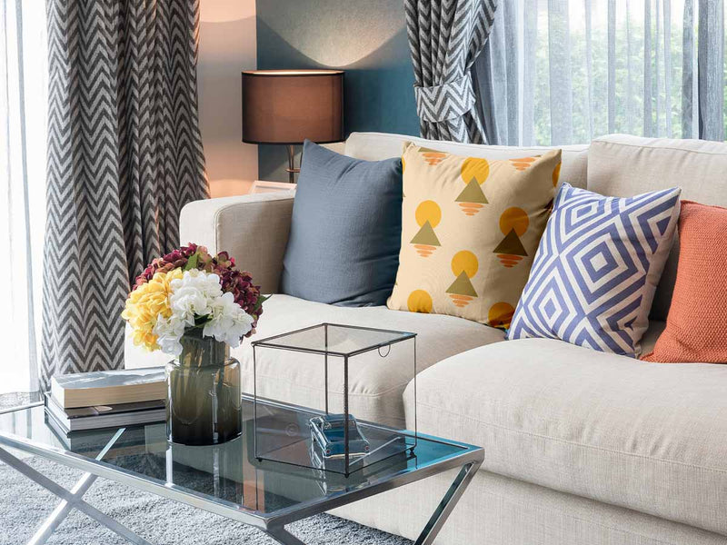 Health pillows with yellow shapes