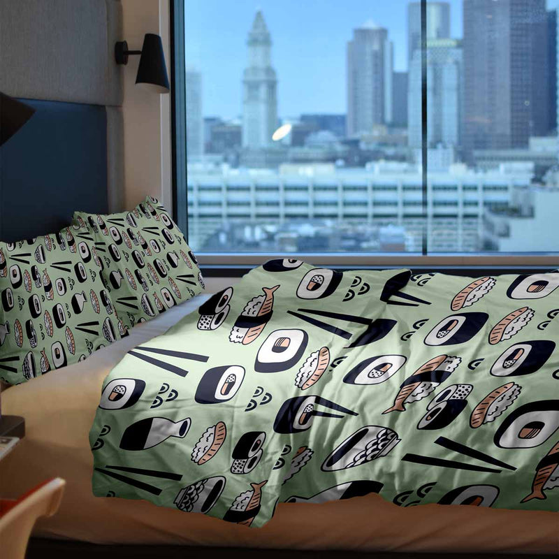 Therapie dekens katoenen hoes lichtgroen met sushi